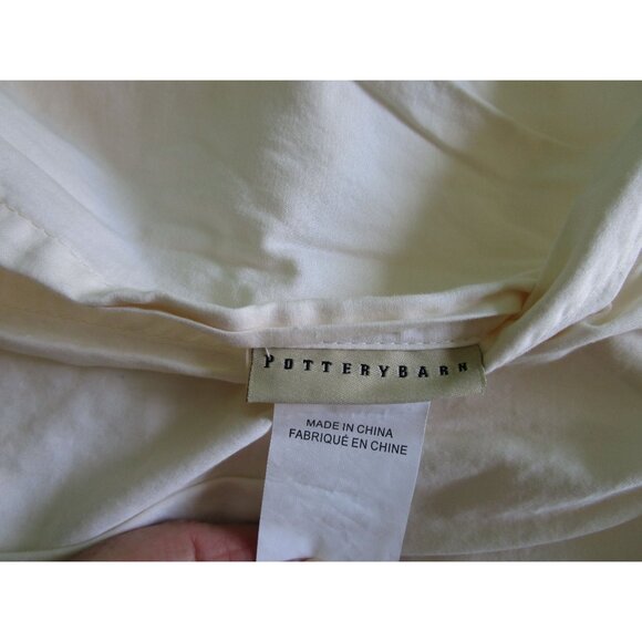 Pottery Barn Quilted Velvet Euro Square Pillow Sham 26x26 Ivory Cotton Blend GUC - Picture 5 of 11